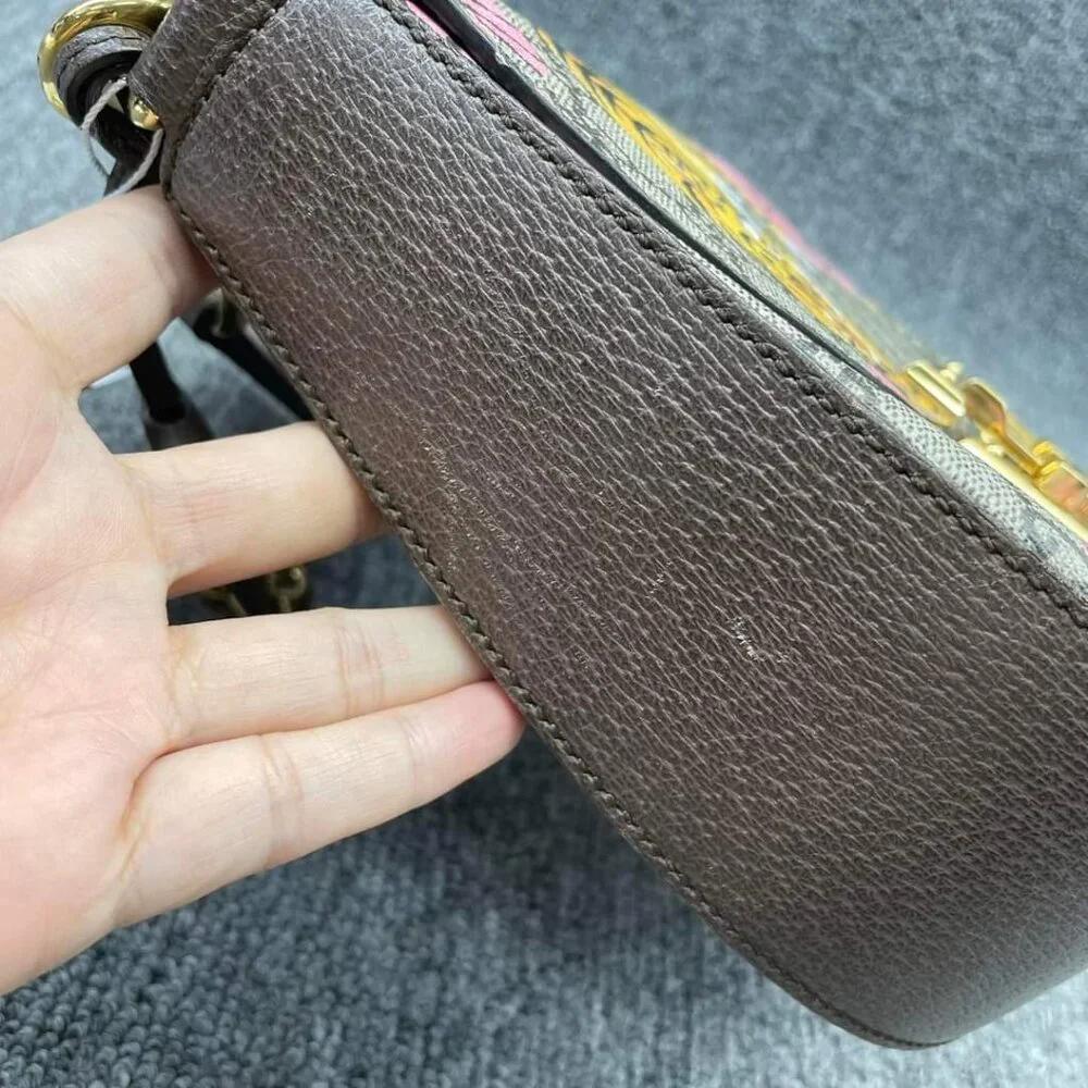 100% Authentic GUCCI Padlock Brown Bengal Canvas Shoulder Bag - Picture 4 of 15